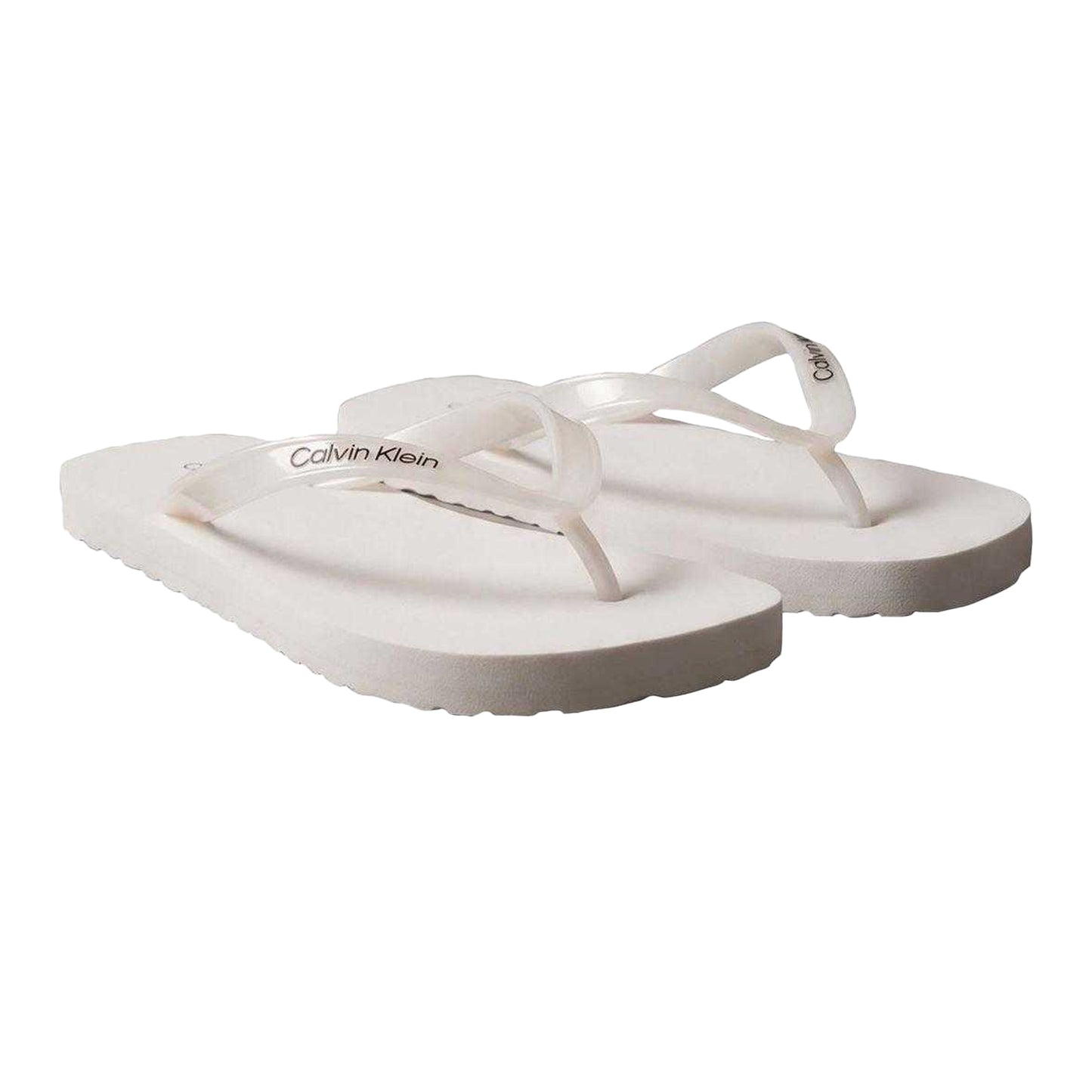 Bright White - Back - Calvin Klein Womens-Ladies Logo Flat Flip Flops