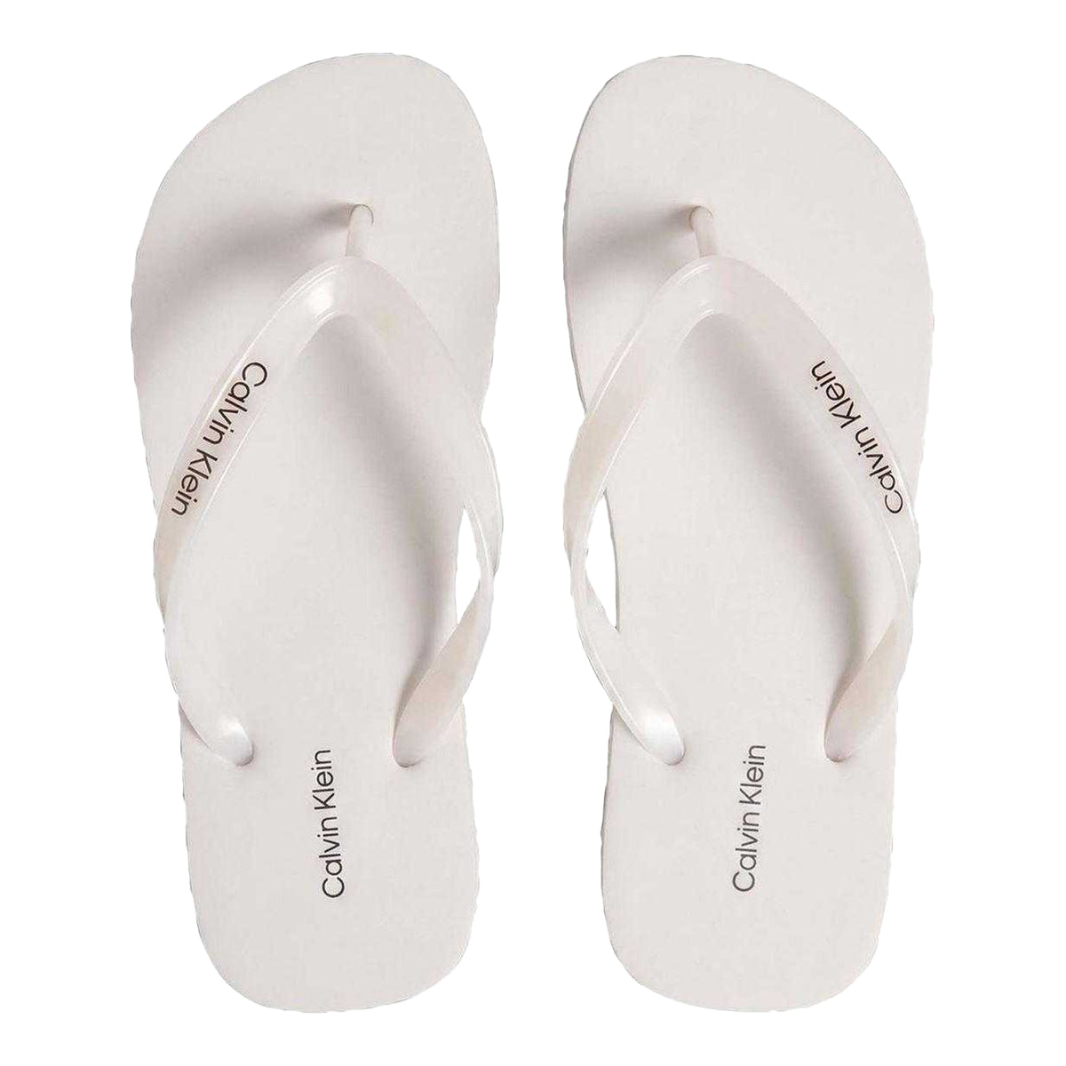 Bright White - Side - Calvin Klein Womens-Ladies Logo Flat Flip Flops