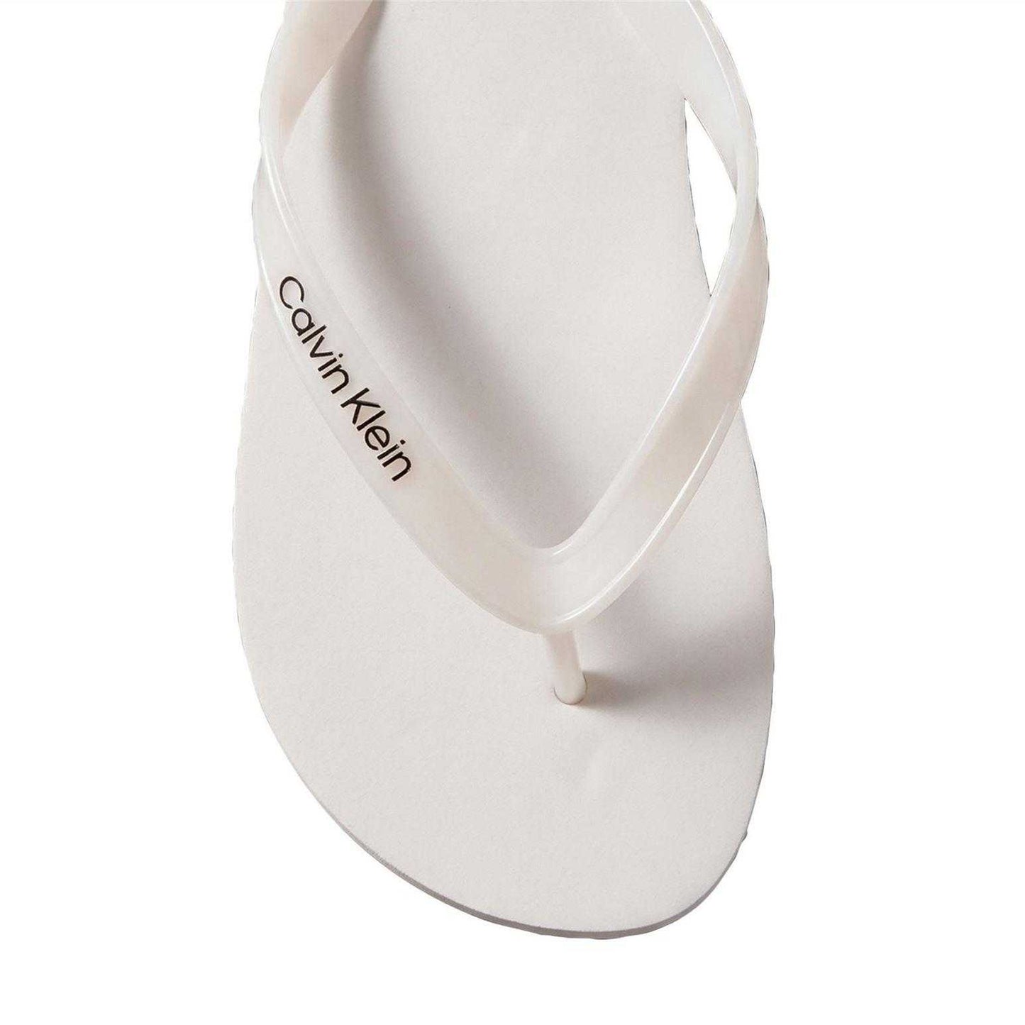 Bright White - Lifestyle - Calvin Klein Womens-Ladies Logo Flat Flip Flops