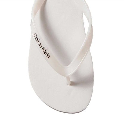 Bright White - Lifestyle - Calvin Klein Womens-Ladies Logo Flat Flip Flops