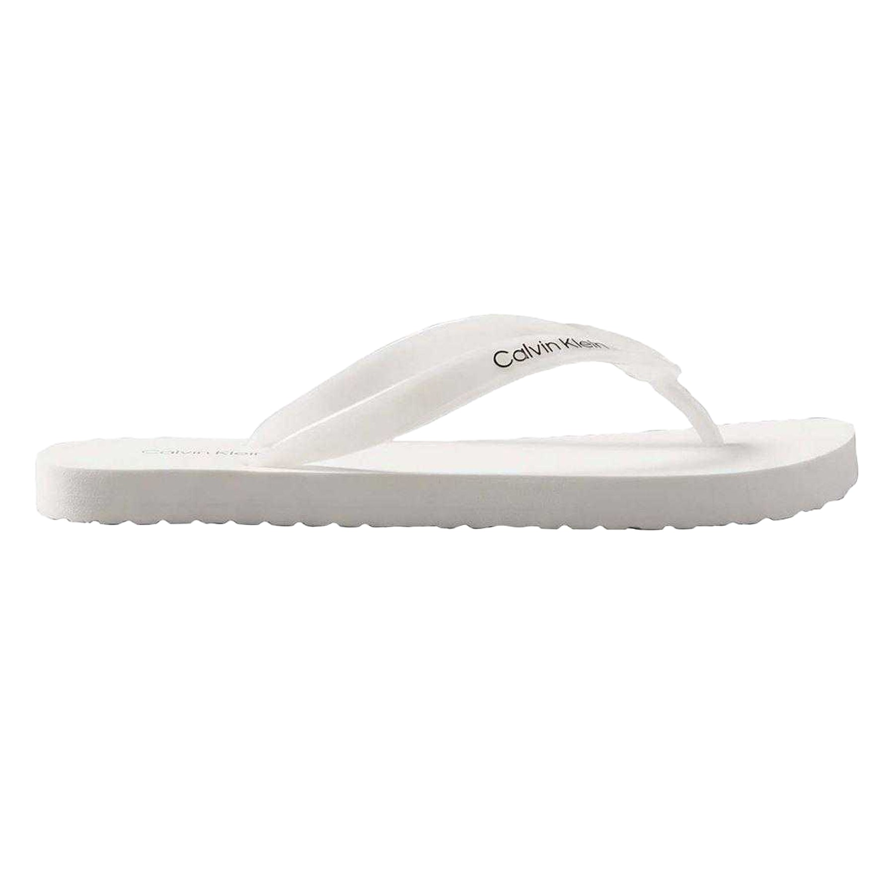 Bright White - Front - Calvin Klein Womens-Ladies Logo Flat Flip Flops