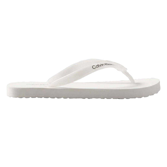 Bright White - Front - Calvin Klein Womens-Ladies Logo Flat Flip Flops