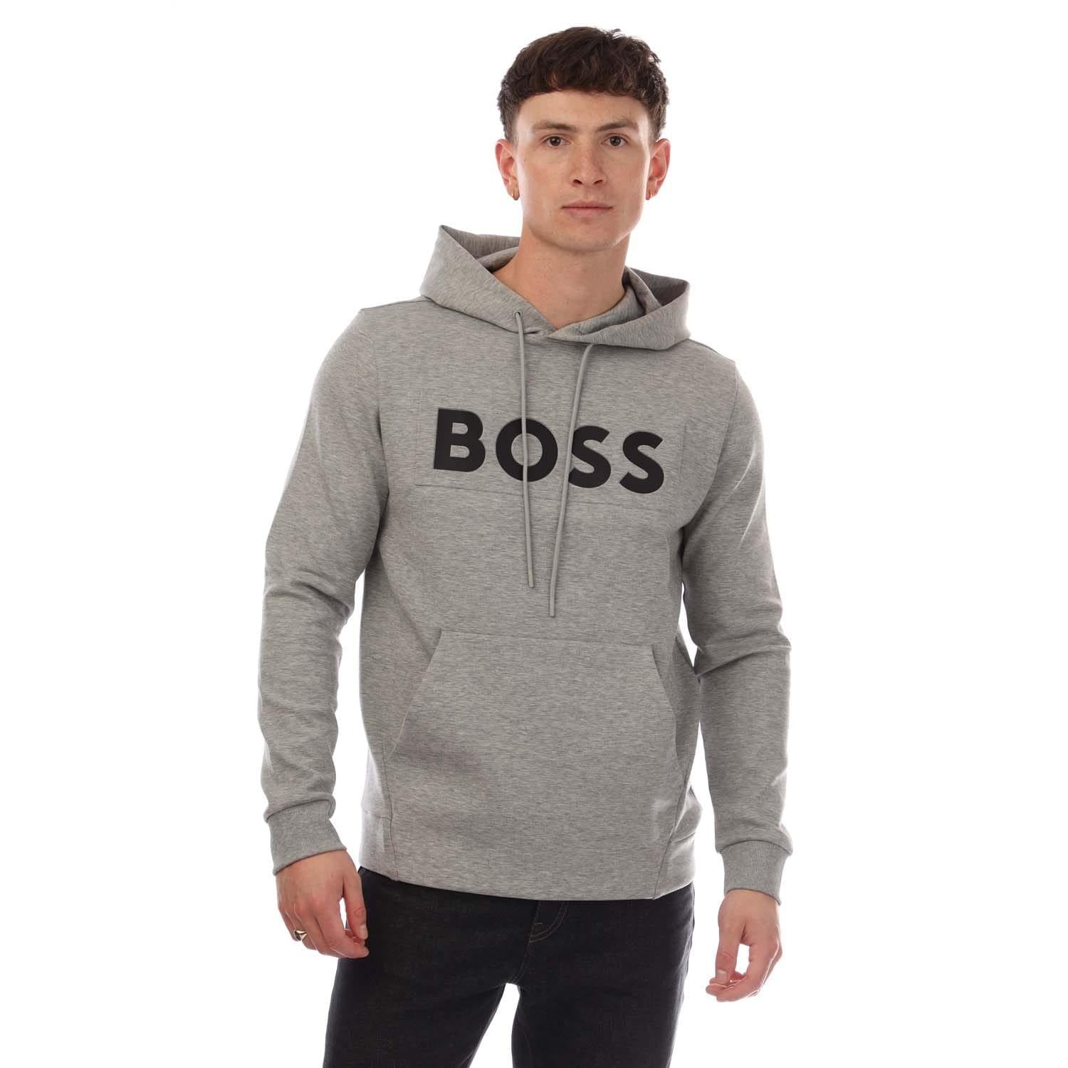 Grey - Front - Hugo Boss Mens Soody Hoodie