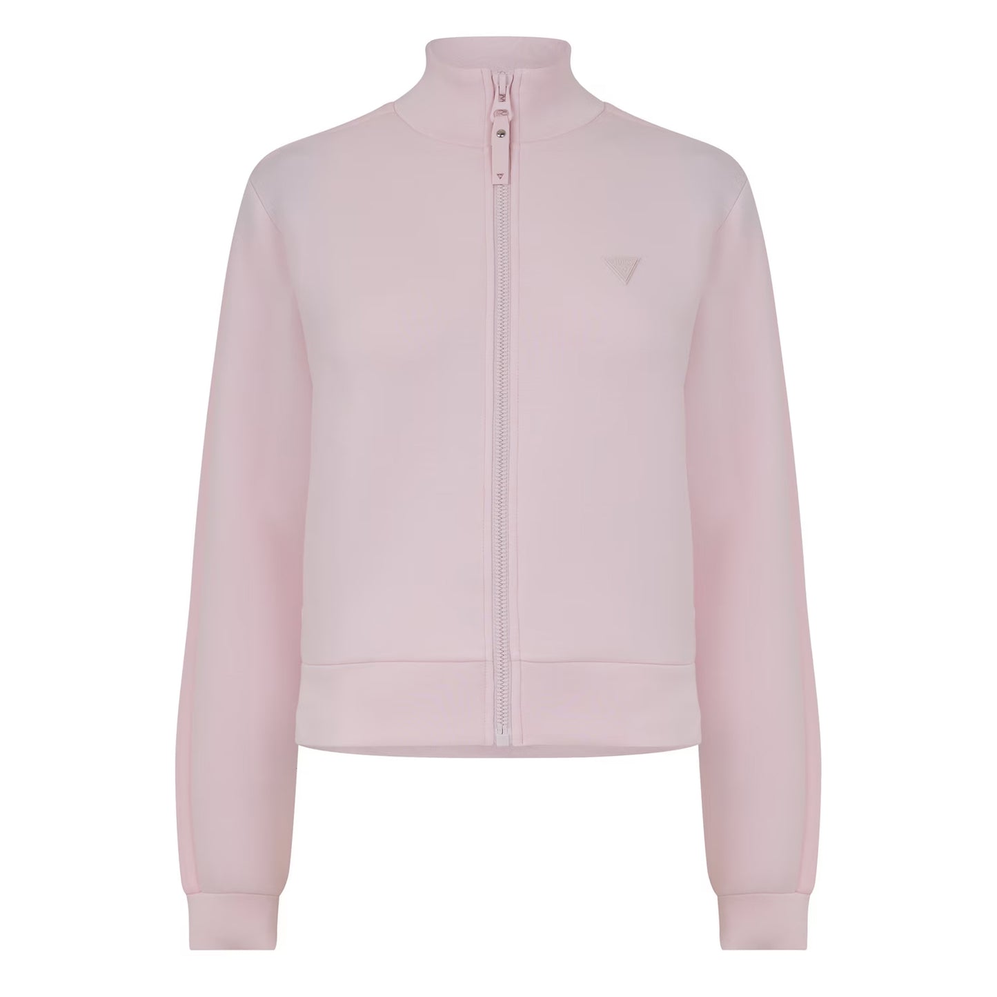 Camellia Pink - Front - Guess Womens-Ladies New Allie Embossed Scuba Full Zip Sweatshirt