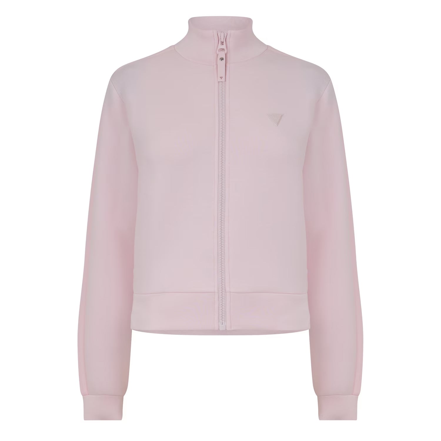 Camellia Pink - Front - Guess Womens-Ladies New Allie Embossed Scuba Full Zip Sweatshirt