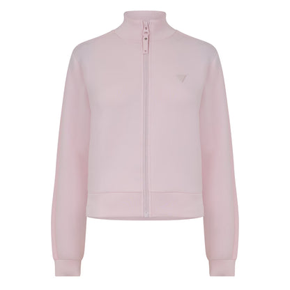 Camellia Pink - Front - Guess Womens-Ladies New Allie Embossed Scuba Full Zip Sweatshirt