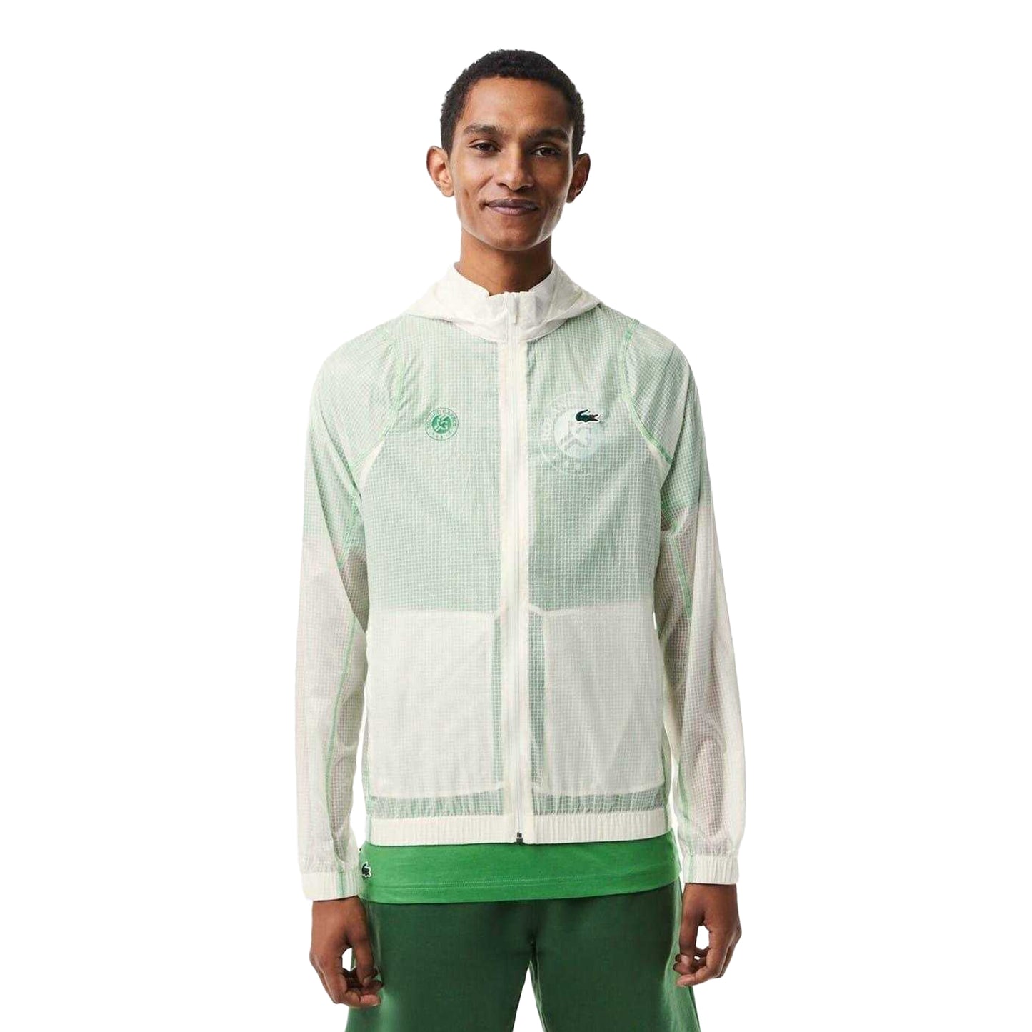 Tarragon - Front - Lacoste Mens Roland Garros Water Repellent Relaxed Fit Hooded Jacket