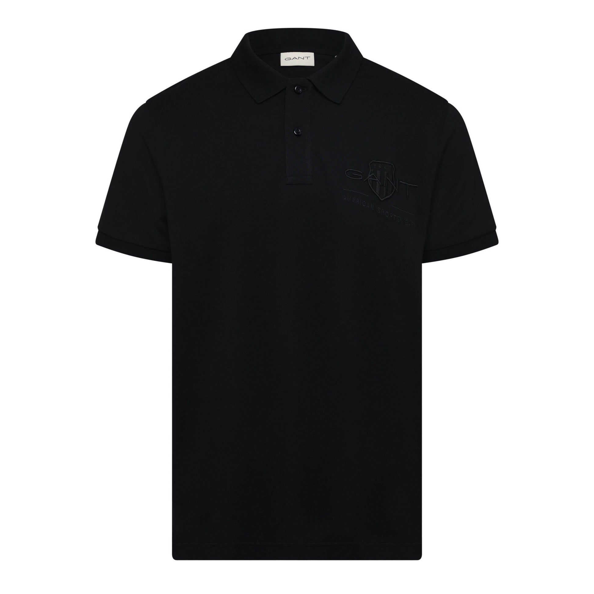 Black - Front - Gant Mens Embroidered Logo Polo Shirt