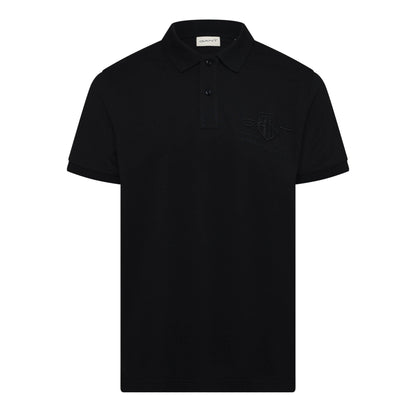 Black - Front - Gant Mens Embroidered Logo Polo Shirt