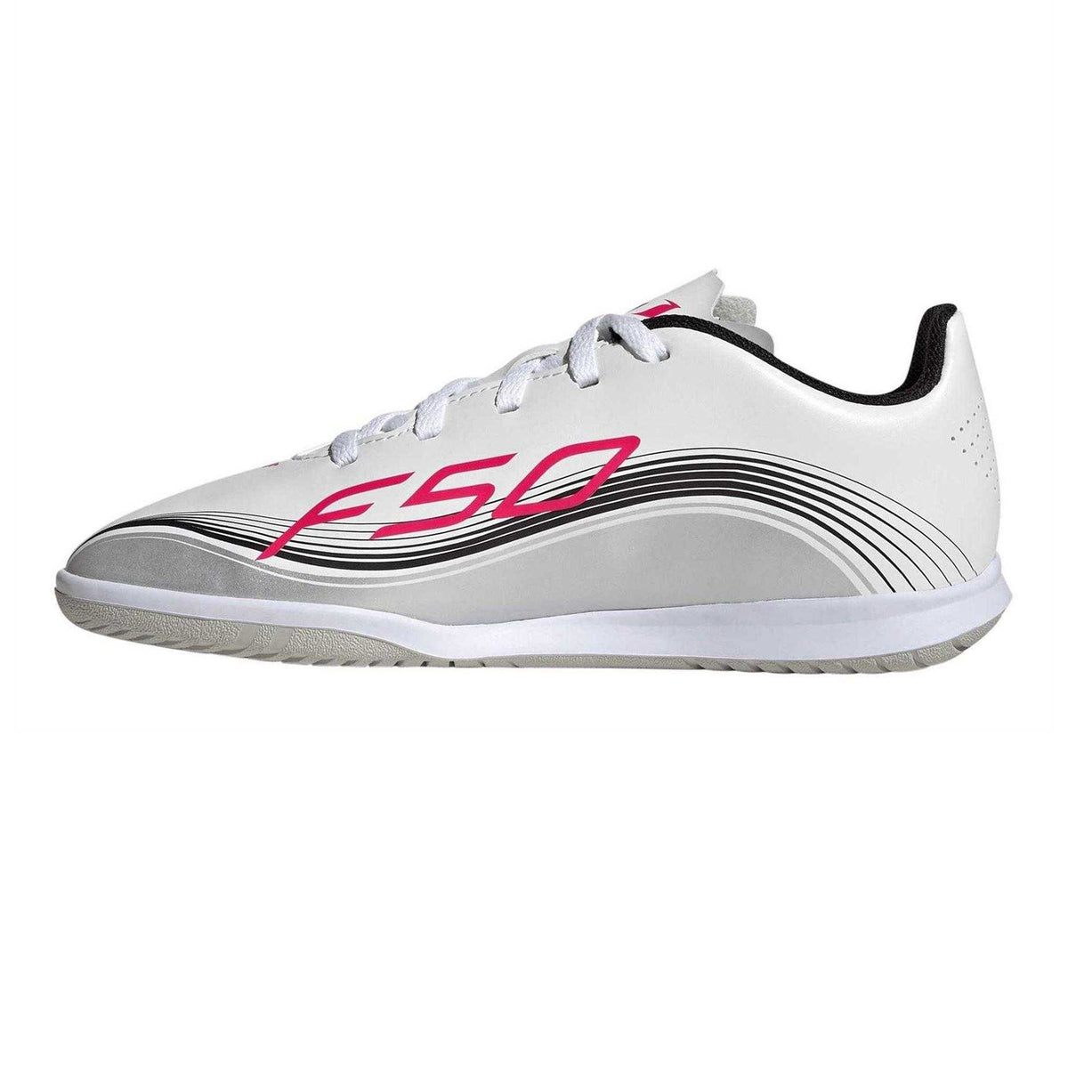 White - Side - Adidas Childrens-Kids F50 Messi Club Futsal Indoor Football Shoes