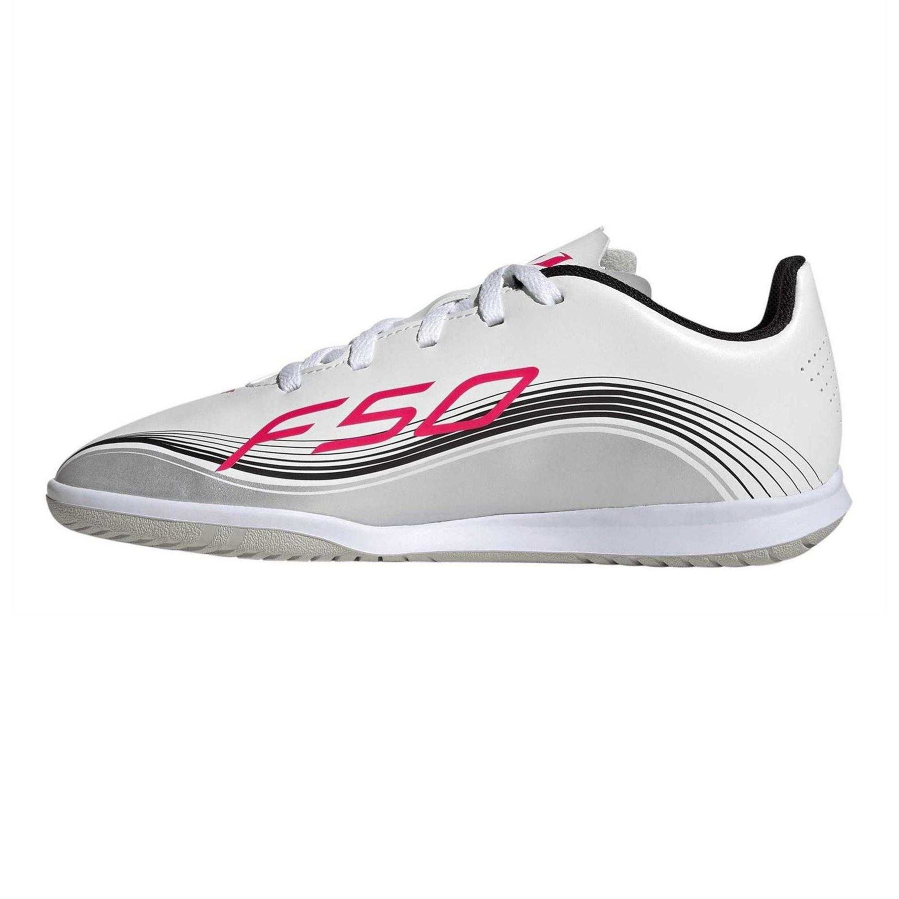 White - Side - Adidas Childrens-Kids F50 Messi Club Futsal Indoor Football Shoes