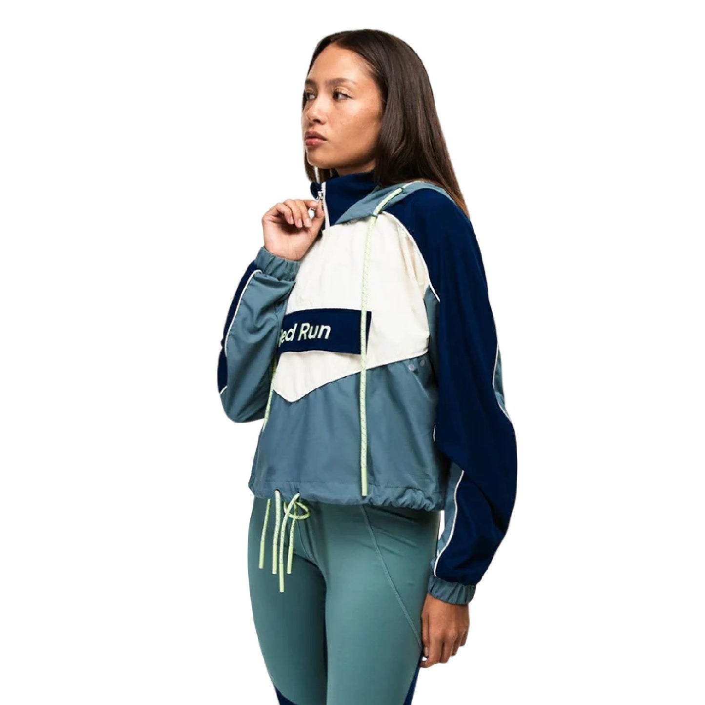 Green - Side - Red Run Womens-Ladies Skyline Lightweight Long-Sleeved Windbreaker