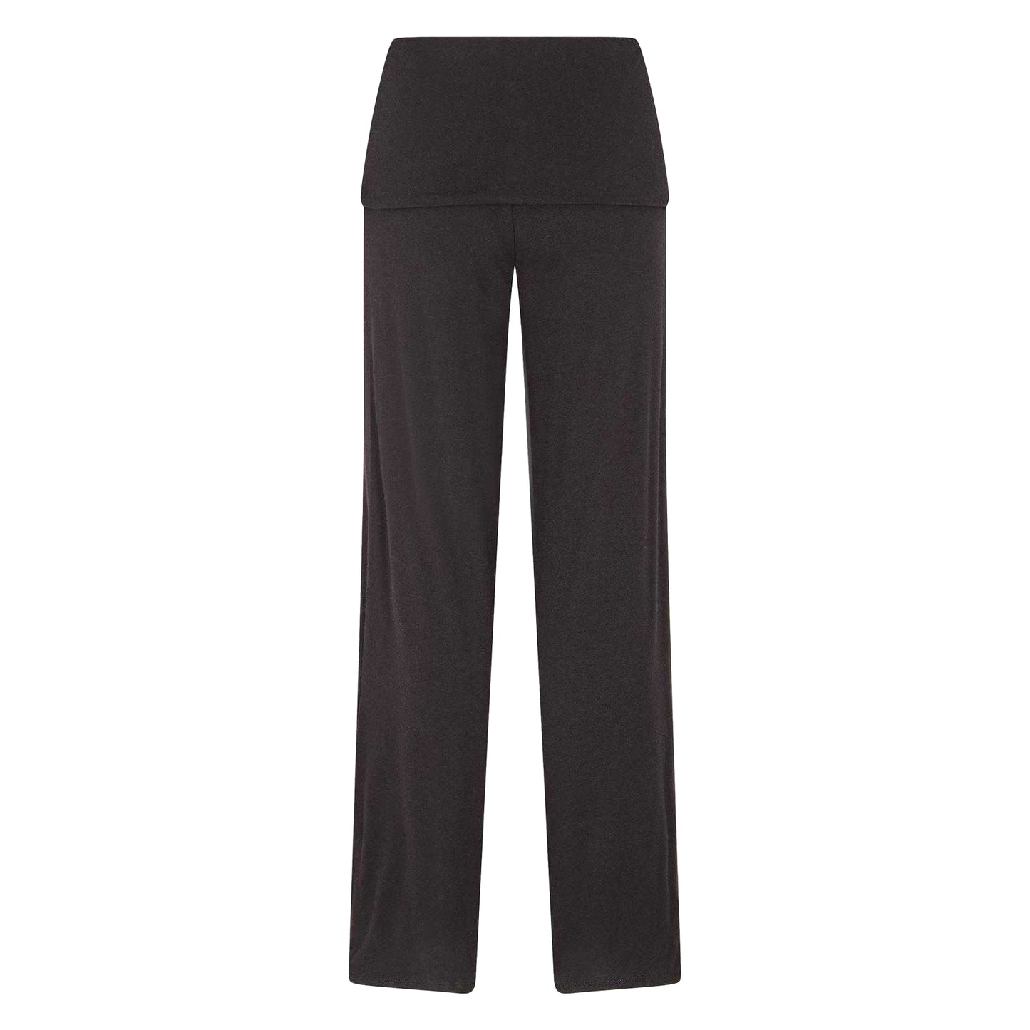 Black - Back - Naked Wardrobe Womens-Ladies Fold Over Wide Leg Trousers
