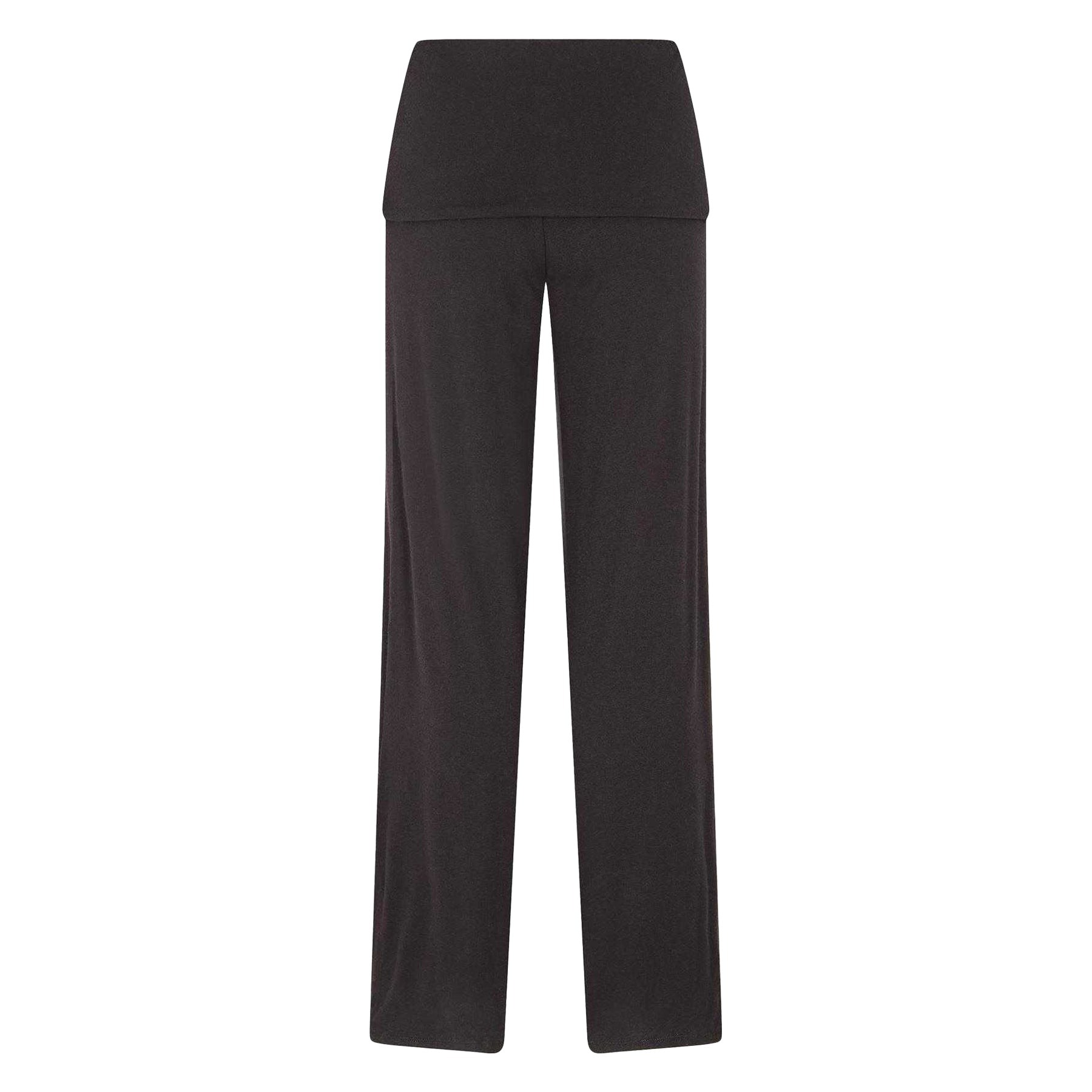 Black - Back - Naked Wardrobe Womens-Ladies Fold Over Wide Leg Trousers