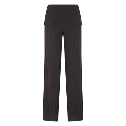 Black - Back - Naked Wardrobe Womens-Ladies Fold Over Wide Leg Trousers