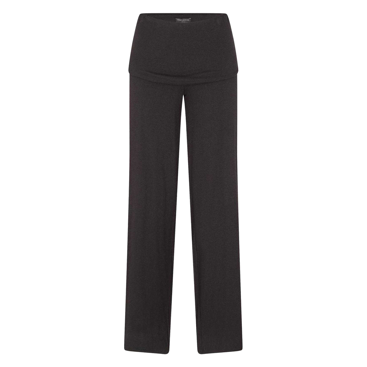 Black - Front - Naked Wardrobe Womens-Ladies Fold Over Wide Leg Trousers