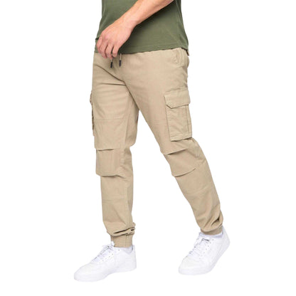 Stone - Side - Crosshatch Mens Pendles Cotton Blend Cargo Trousers