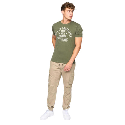 Stone - Pack Shot - Crosshatch Mens Pendles Cotton Blend Cargo Trousers