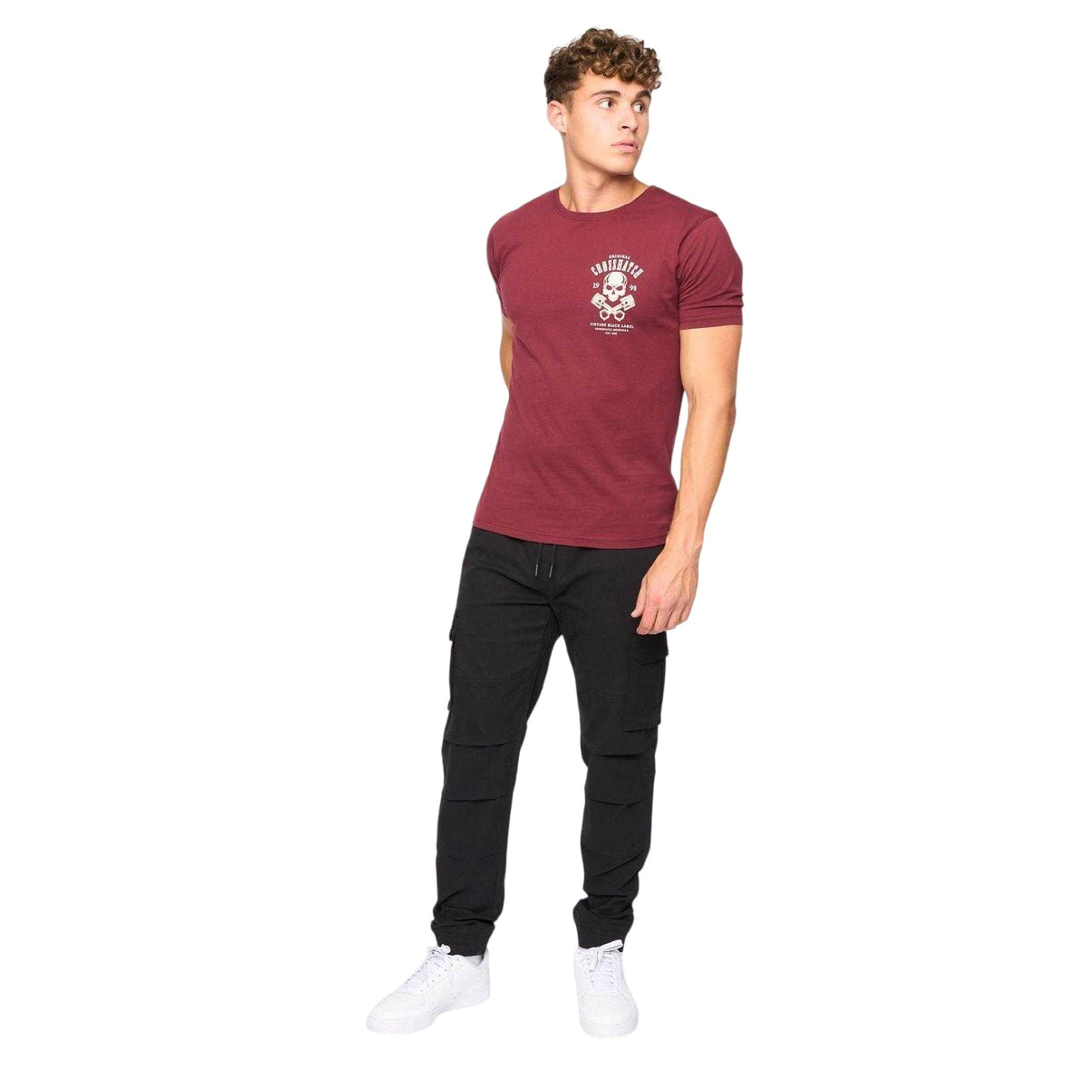 Black - Pack Shot - Crosshatch Mens Pendles Cotton Blend Cargo Trousers