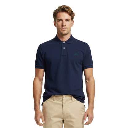 Navy-Pink - Side - Gant Mens Rugger Polo Shirt