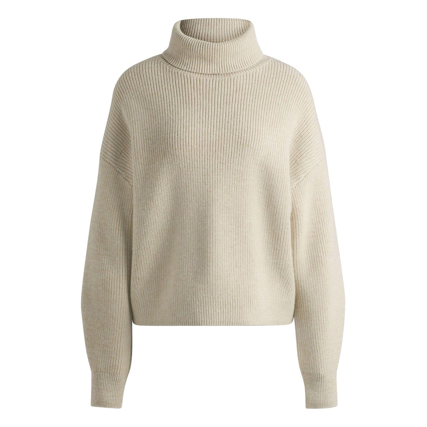 Beige - Front - Boss Womens-Ladies Fernadina Ribbed Roll Neck Sweater Top