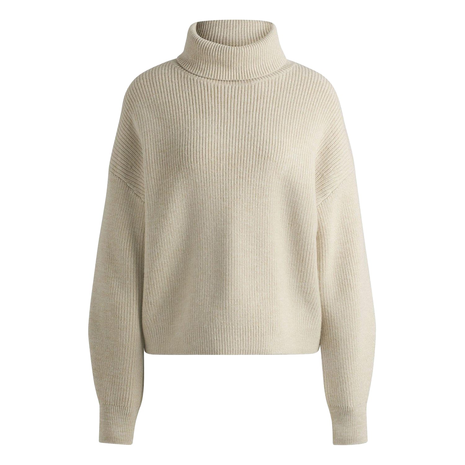 Beige - Front - Boss Womens-Ladies Fernadina Ribbed Roll Neck Sweater Top