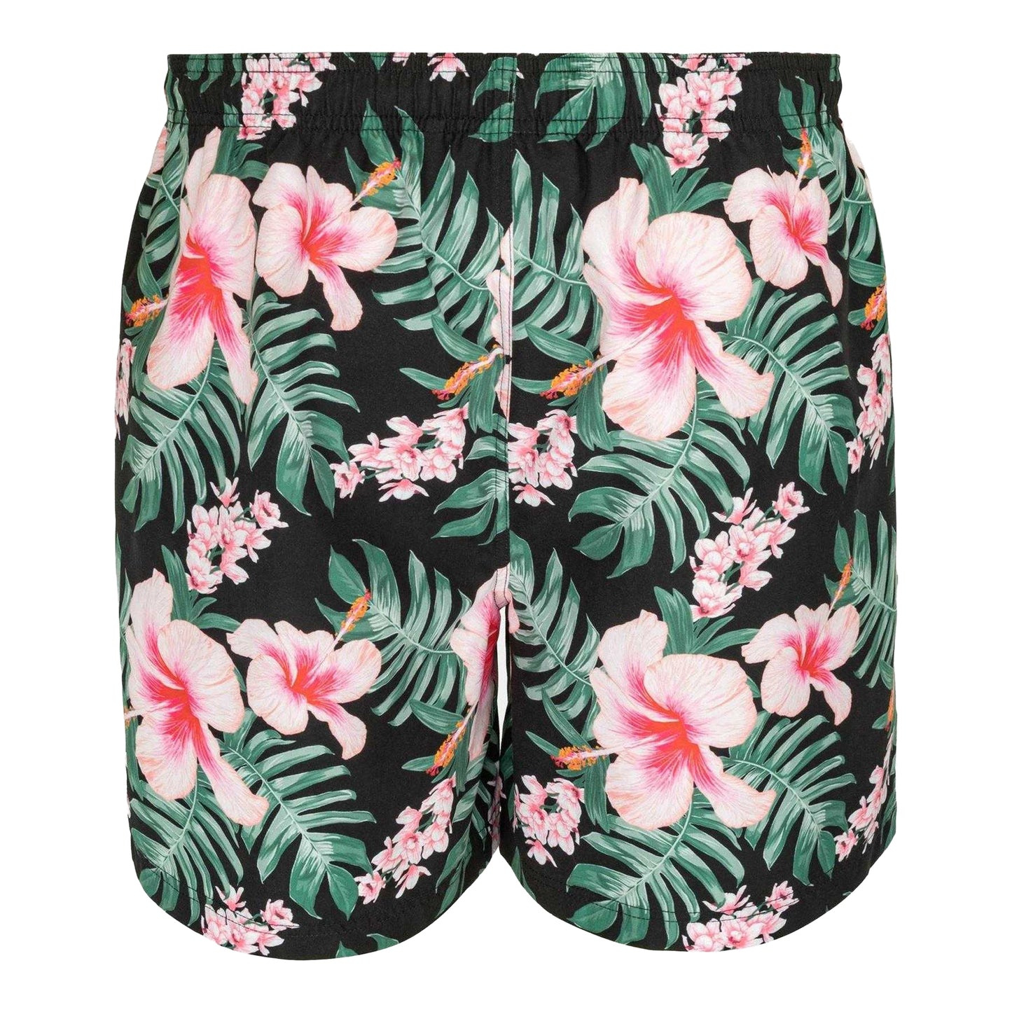 Pink - Back - Hot Tuna Mens Tropical Floral Swim Shorts