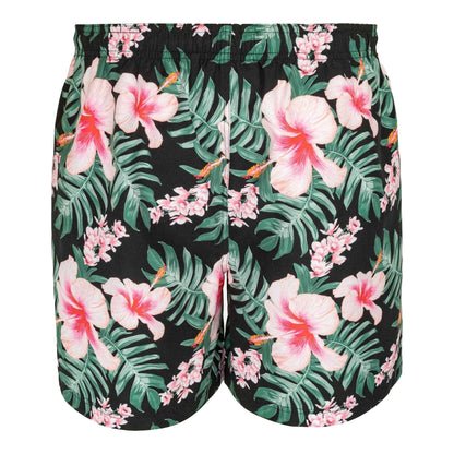 Pink - Back - Hot Tuna Mens Tropical Floral Swim Shorts