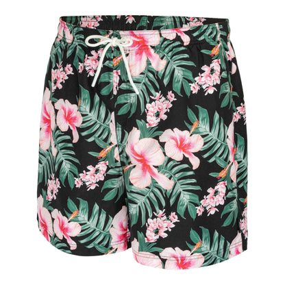 Pink - Side - Hot Tuna Mens Tropical Floral Swim Shorts
