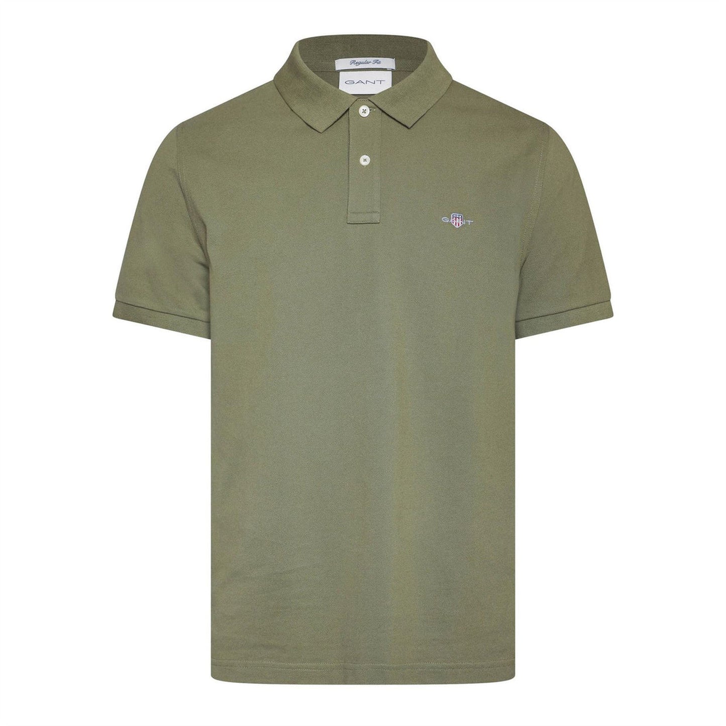 Moss Green - Front - Gant Mens Classic Regular Short-Sleeved Polo Shirt