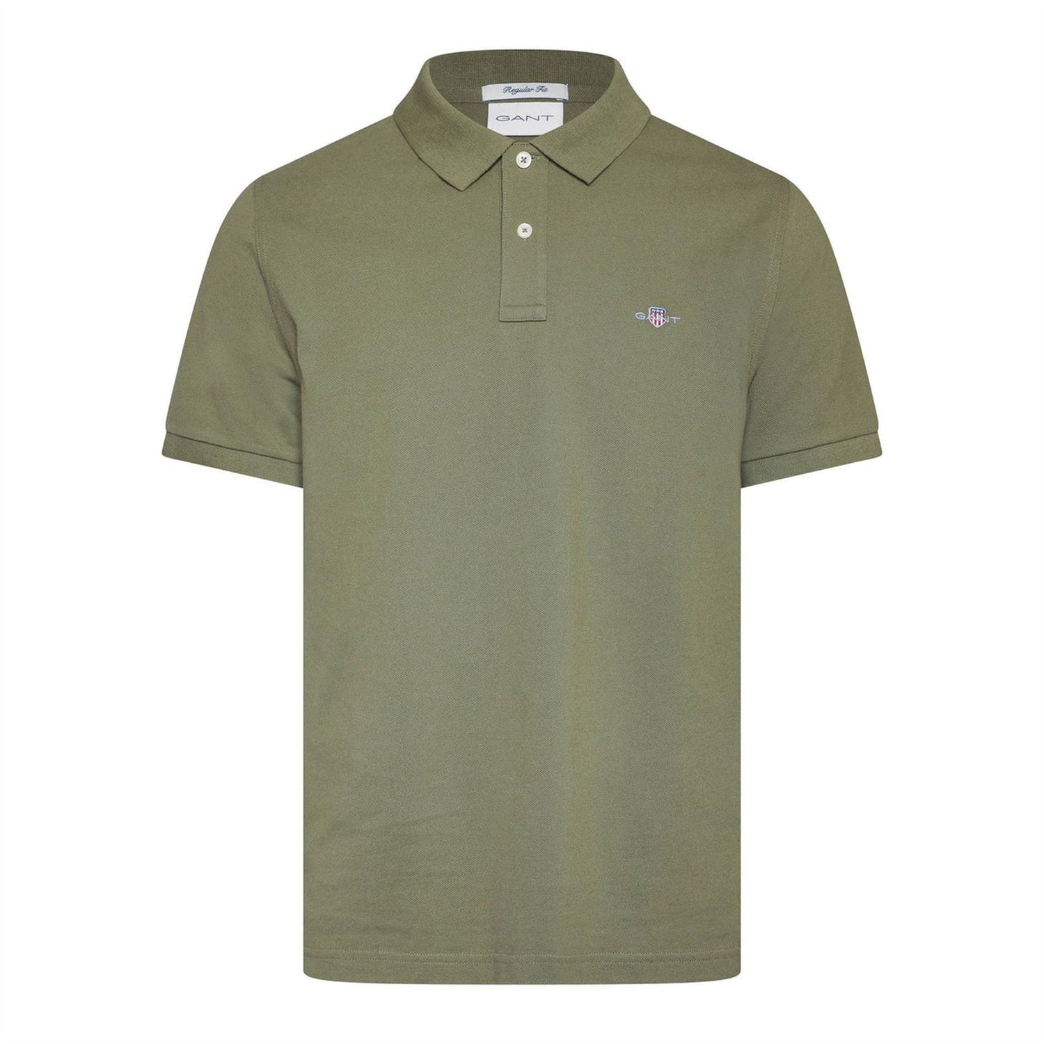 Moss Green - Front - Gant Mens Classic Regular Short-Sleeved Polo Shirt