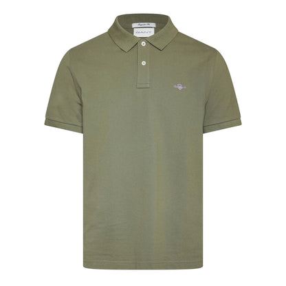 Moss Green - Front - Gant Mens Classic Regular Short-Sleeved Polo Shirt