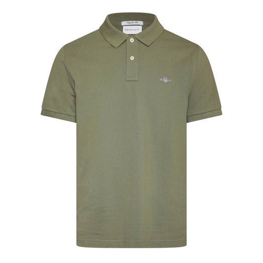 Moss Green - Front - Gant Mens Classic Regular Short-Sleeved Polo Shirt