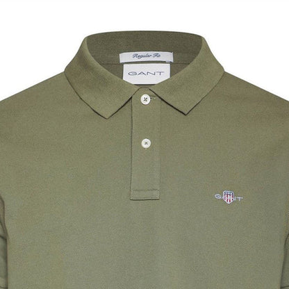 Moss Green - Side - Gant Mens Classic Regular Short-Sleeved Polo Shirt