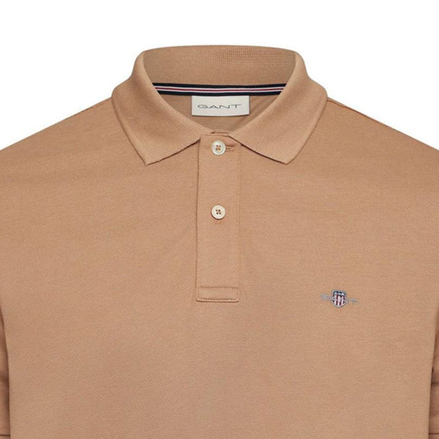 Caramel-Beige - Side - Gant Mens Embroidered Logo Polo Shirt
