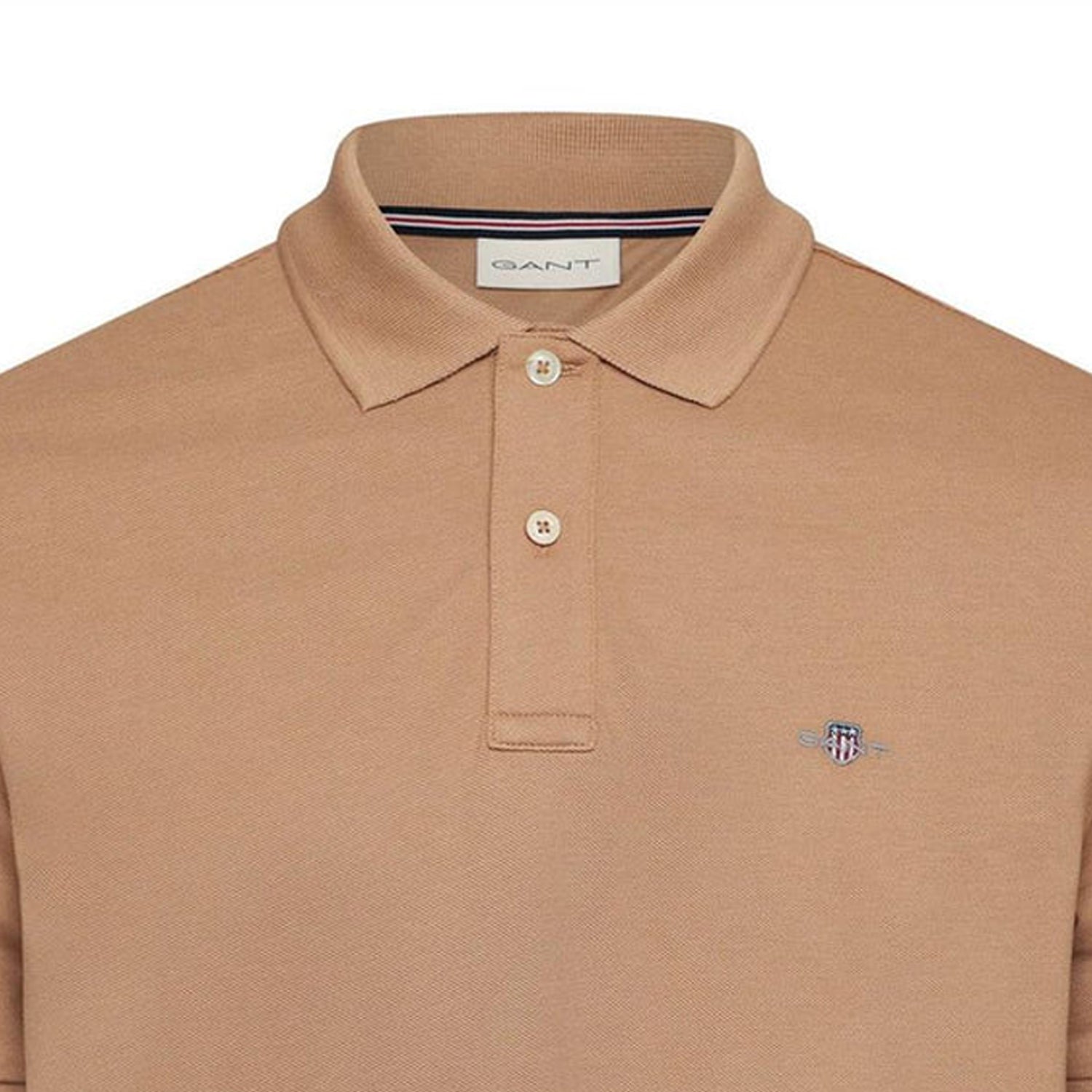 Caramel-Beige - Side - Gant Mens Embroidered Logo Polo Shirt