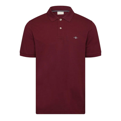 Wine Red - Front - Gant Mens Embroidered Logo Polo Shirt