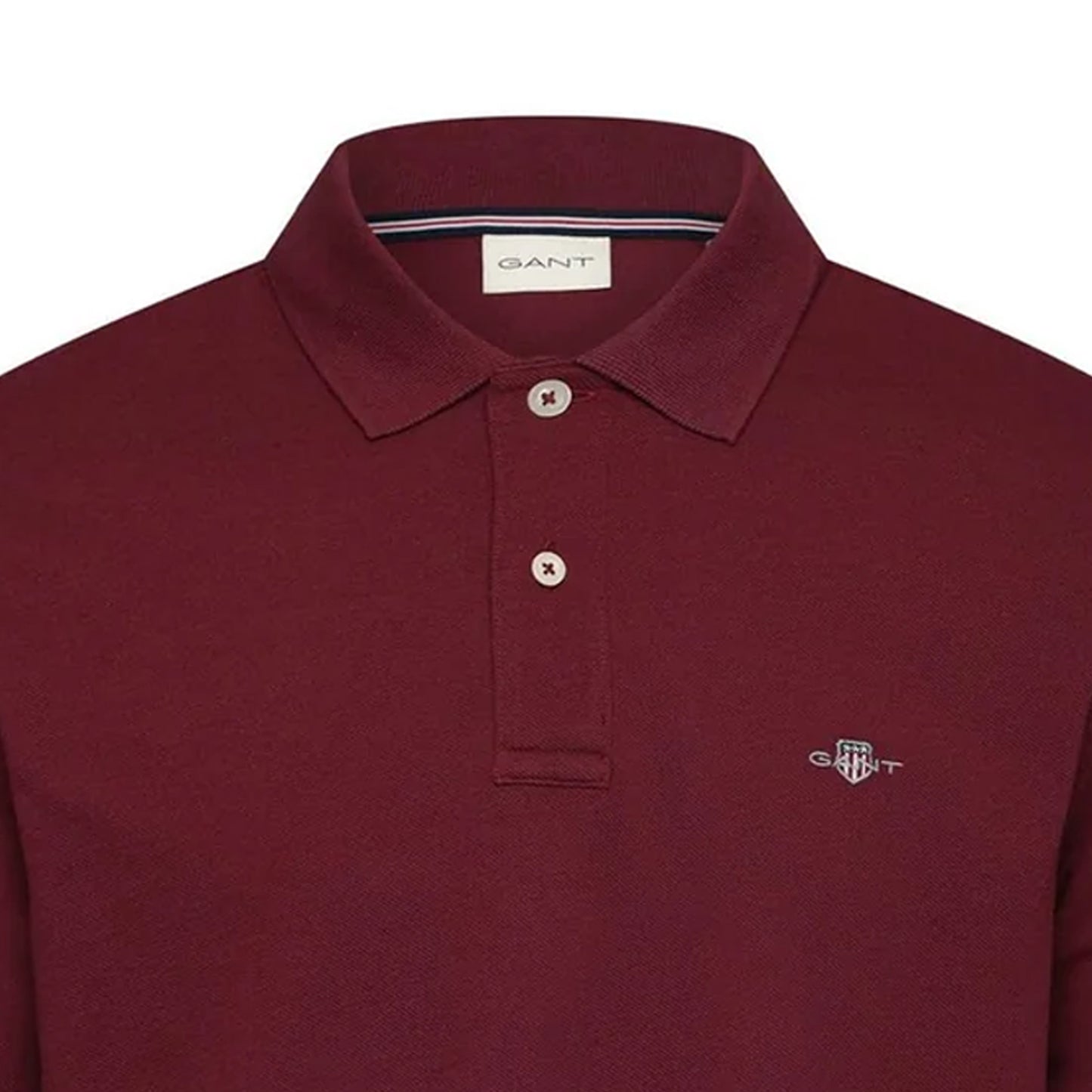 Wine Red - Side - Gant Mens Embroidered Logo Polo Shirt