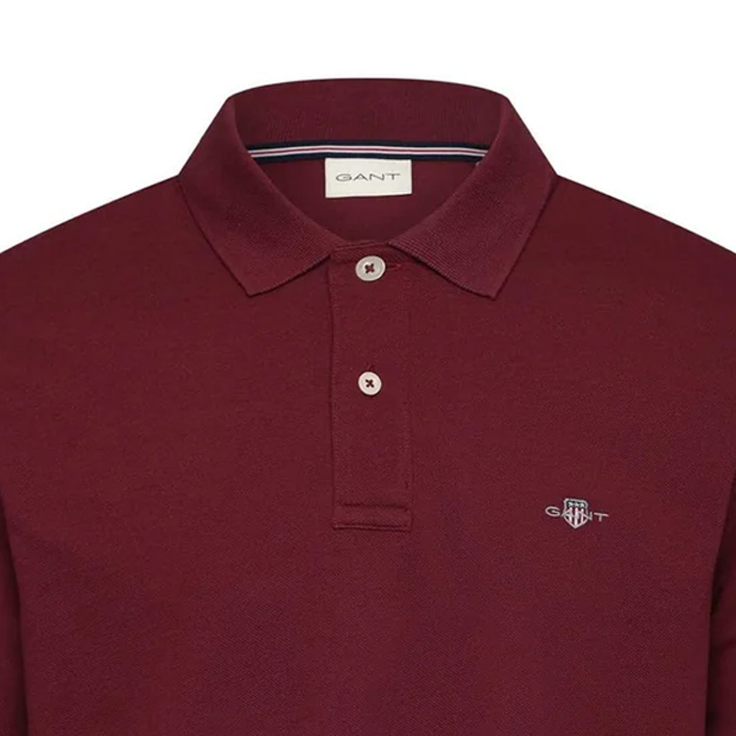 Wine Red - Side - Gant Mens Embroidered Logo Polo Shirt