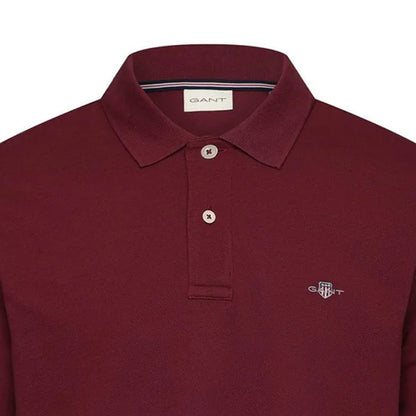 Wine Red - Side - Gant Mens Embroidered Logo Polo Shirt