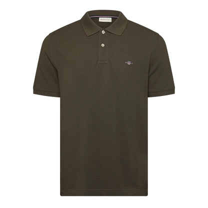 Juniper Green - Front - Gant Mens Embroidered Logo Polo Shirt