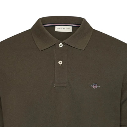 Juniper Green - Side - Gant Mens Embroidered Logo Polo Shirt