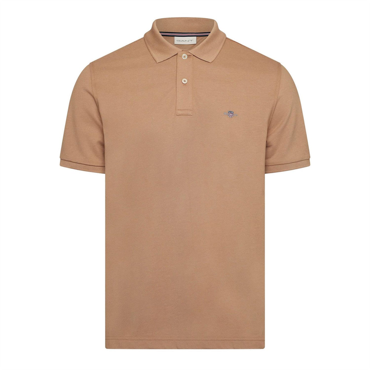Caramel-Beige - Front - Gant Mens Embroidered Logo Polo Shirt