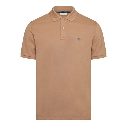 Caramel-Beige - Front - Gant Mens Embroidered Logo Polo Shirt