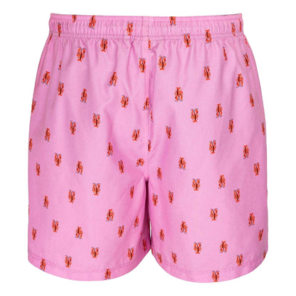 Pink - Back - Hot Tuna Mens Lobster Relaxed Fit Swim Shorts