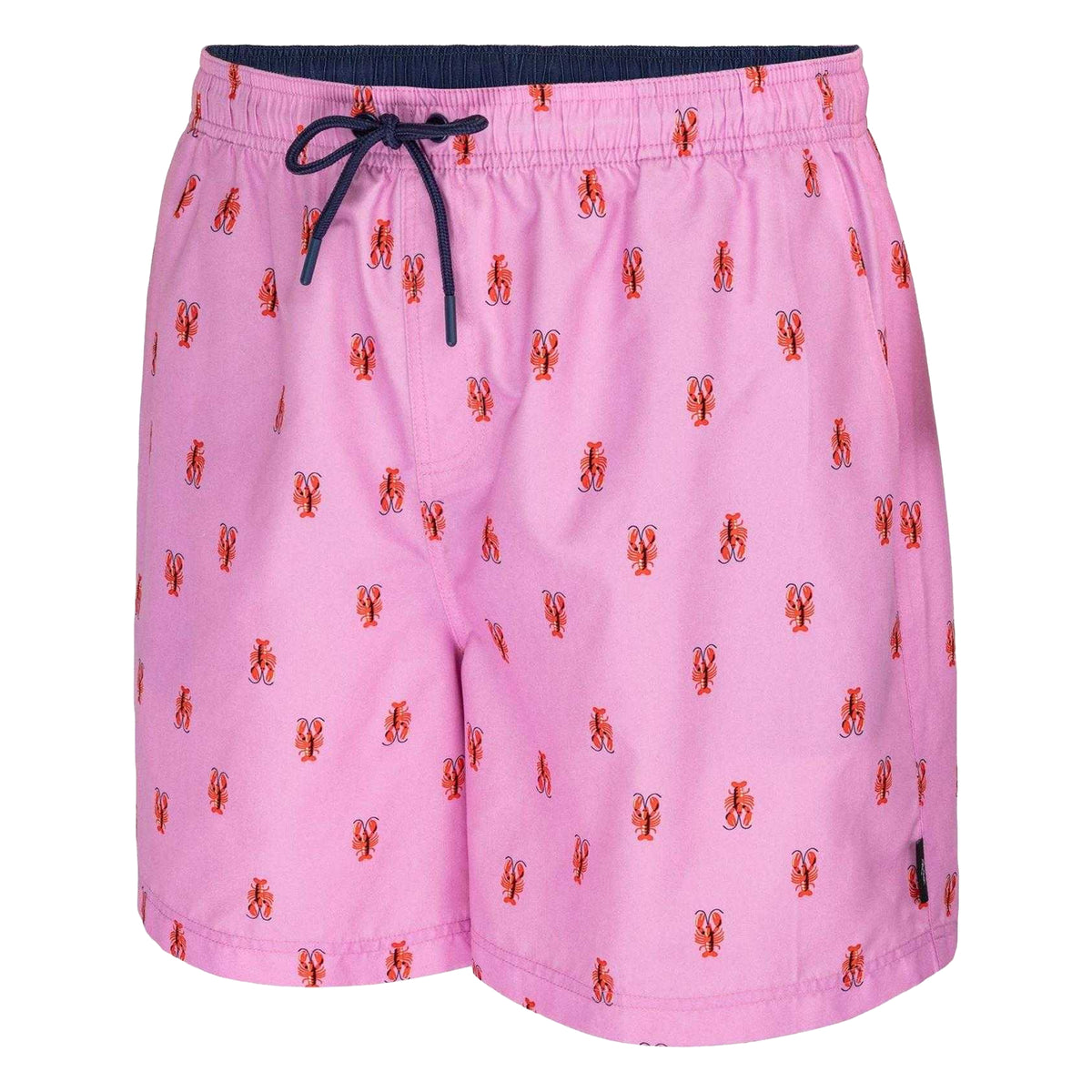 Pink - Side - Hot Tuna Mens Lobster Relaxed Fit Swim Shorts
