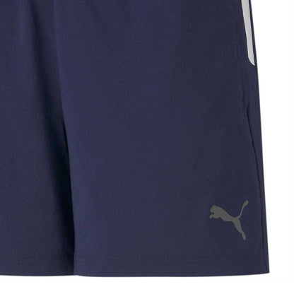 Peacoat Blue-Black-White - Side - Puma Childrens-Kids TeamLIGA Sideline Football Shorts