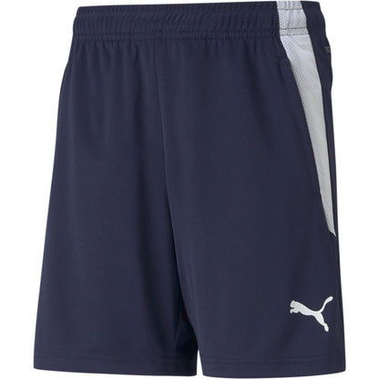 Peacoat-White - Front - Puma Childrens-Kids Team Liga Training Football Shorts