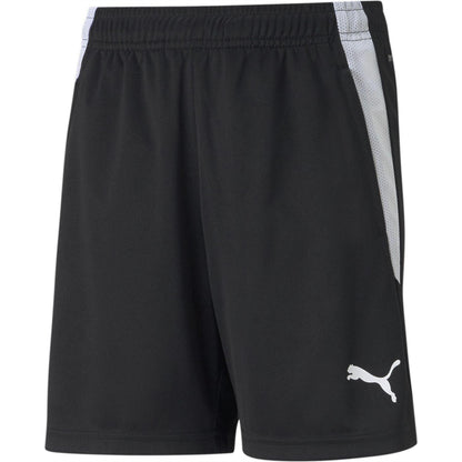 Black-White - Front - Puma Childrens-Kids Team Liga Training Football Shorts