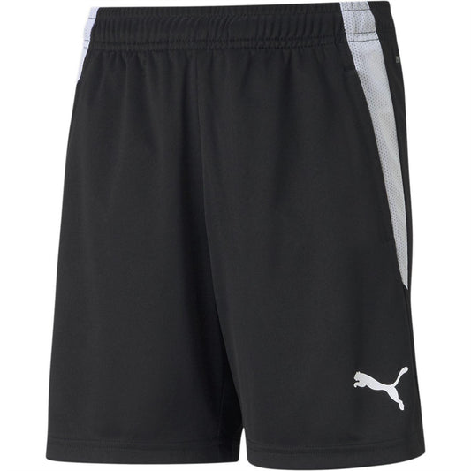 Black-White - Front - Puma Childrens-Kids Team Liga Training Football Shorts